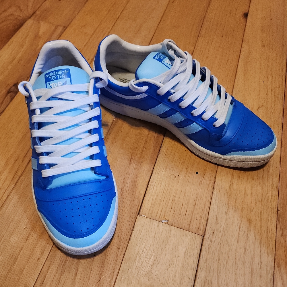Adidas Men's Bright Blue and White Sneakers